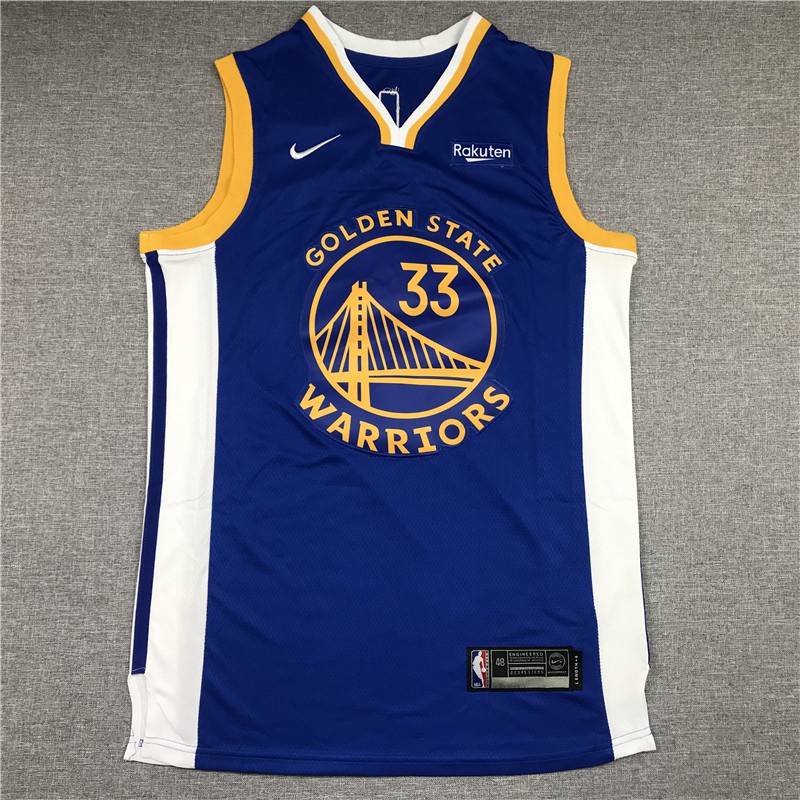 【7款】NBA球衣金州勇士隊33號WISEMAN 2021賽季藍色v領籃球球衣