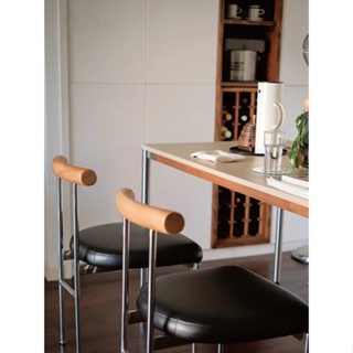 『One home』北歐餐椅實木椅子靠背家用簡約法式設計師中古網紅小戶型侘寂風椅
