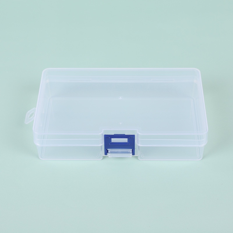 PP透明塑膠藍扣鎖盒有蓋桌面整理盒小配件首飾盒文件盒零件收納盒