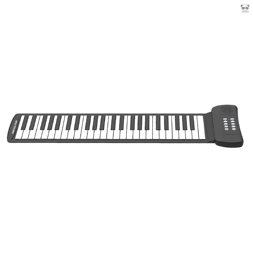 【有頻道】49鍵手卷鋼琴 軟鋼琴矽膠鍵盤 兒童成人靜音練習鋼琴 黑+白色 PM49（不帶電池）