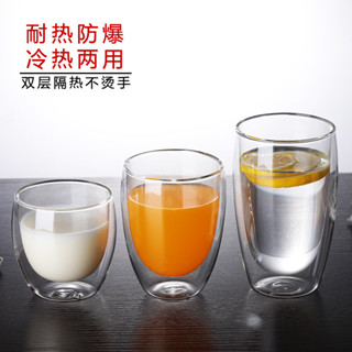 【客製化】【玻璃杯】閤口雙層 透明 玻璃水杯 創意 耐熱 花茶杯隔熱杯 冷飲牛奶果汁咖啡杯子