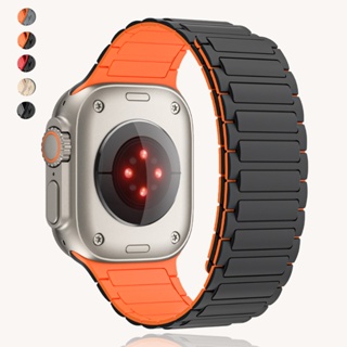 硅胶表带 磁吸表带 适用 Apple Watch9代 8 7 6 5 4 Se Ultra2仿金属49 44 45mm