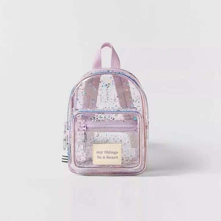 有貨~zara 兒童書包防水女孩透明紫色塑料迷你背包書包