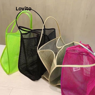 Lovito 女士休閒素色透明頂部提手手提包 L63AD342 (玫紅色/白色/綠色/黑色)