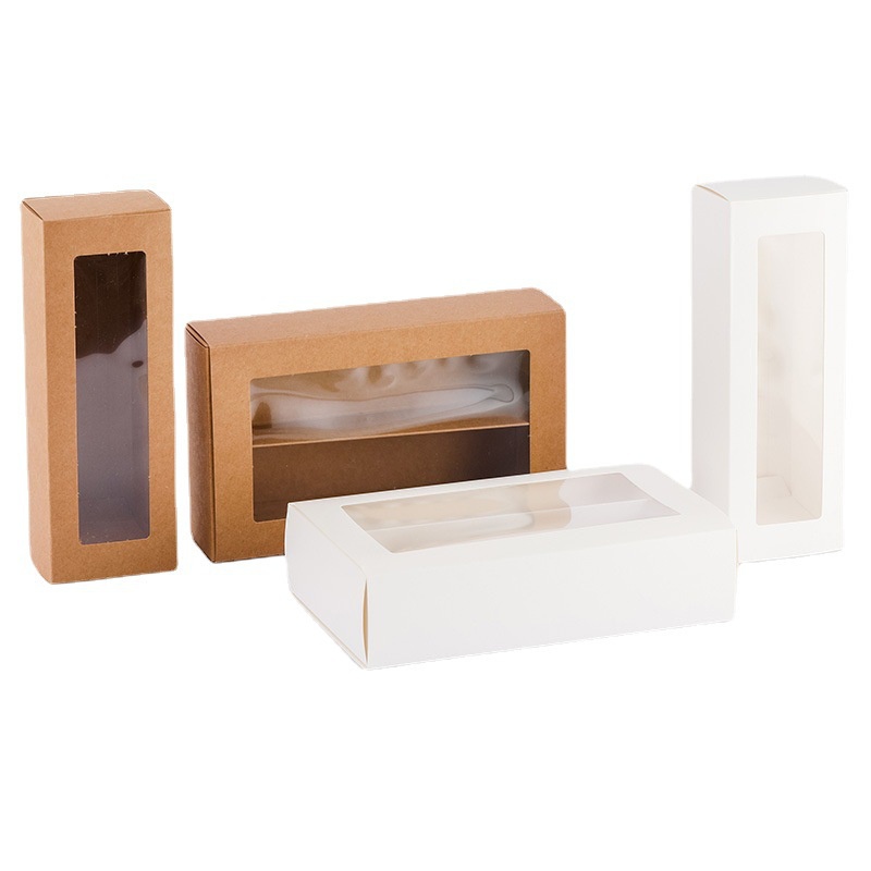 馬卡龍透明PVC烘焙開窗包裝盒 抽屜式牛皮紙餅乾烘焙西點包裝盒