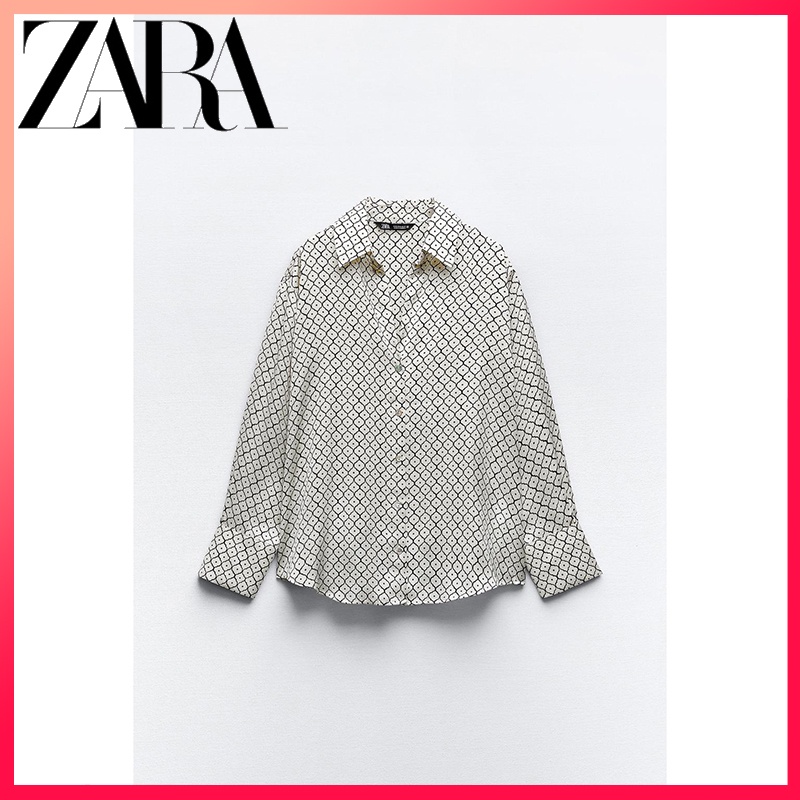 Zara 新款女式幾何印花絲緞襯衫