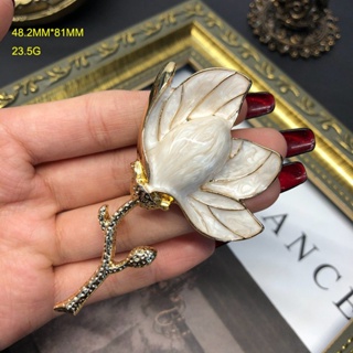 中世紀 白玉蘭 花 胸針 耳環 3d 花朵 胸針 銀針 耳環