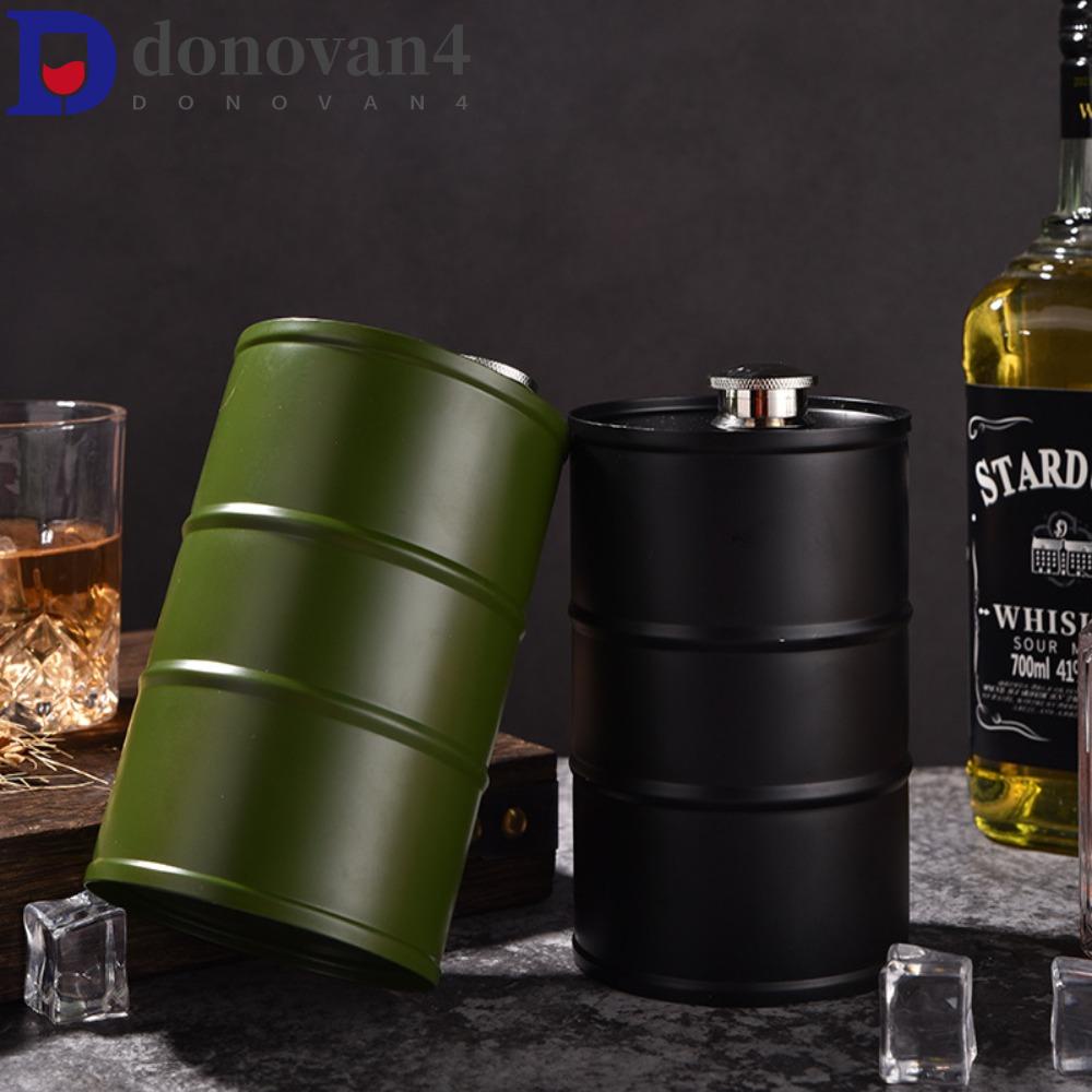 DONOVAN威士忌酒壺,304不銹鋼迷你油桶酒壺,25盎司圓柱形軍綠色黑色伏特加酒瓶禮品