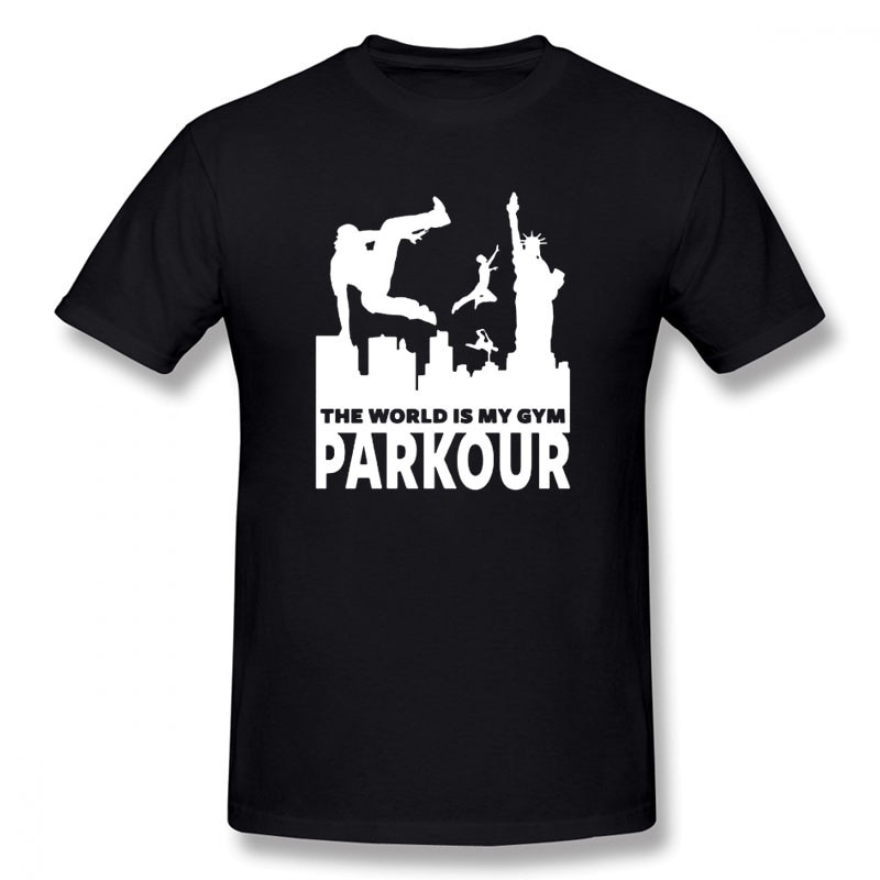 Parkour T 恤 Free Run World Gym 時尚短袖 T 恤