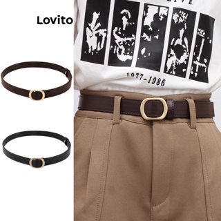 Lovito 女士休閒純色基本款皮帶 L69AD036 (咖啡色/黑色)