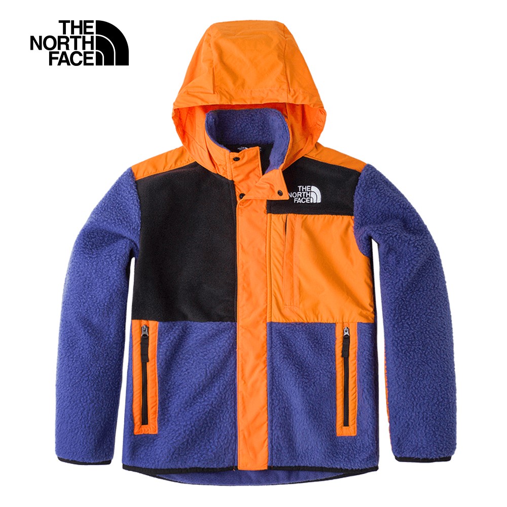 The North Face北面兒童藍紫色舒適保暖可收納連帽抓絨外套｜82SYK8O