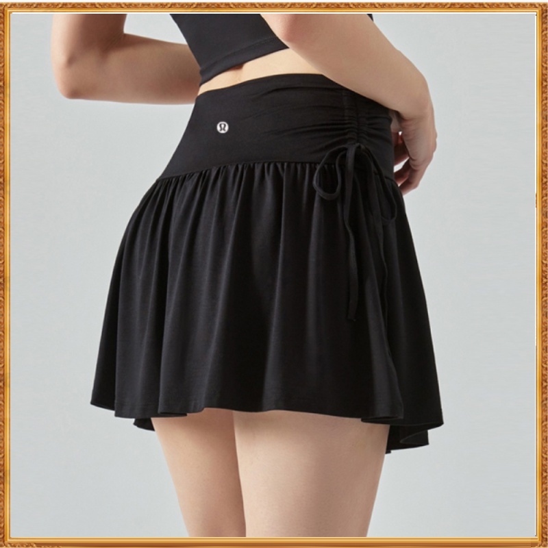 Lululemon新款瑜伽運動裙兩件套抽繩高腰短褲顯瘦網球裙dsj431