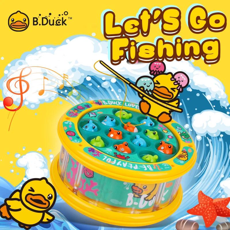 B.duck釣魚玩具釣魚盤電動早教玩具益智親子互動卡通玩具