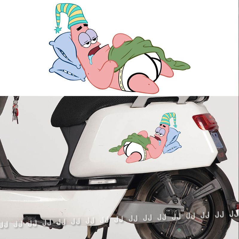 萌趣派大星搞笑卡通貼紙車機車身貼動漫裝飾機車貼