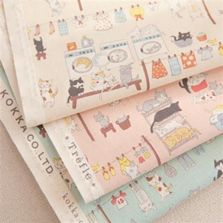 日本KOKKA進口純棉可愛卡通印花布材質兒童服裝包包帽子洗衣貓咪