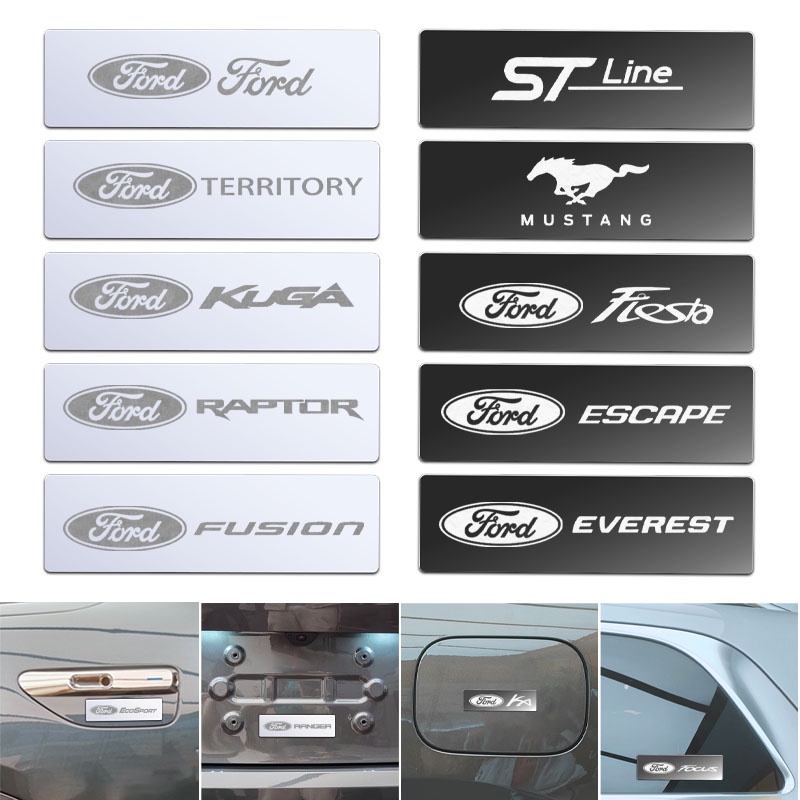 4 件裝福特後視鏡金屬汽車標誌貼紙標籤 3D 徽章裝飾標籤汽車改裝配件適用於 Ranger Ecosport Focus