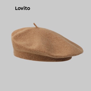 Lovito 女士休閒素色基本款帽子 LFA05416 (灰色/駝色/黑色)
