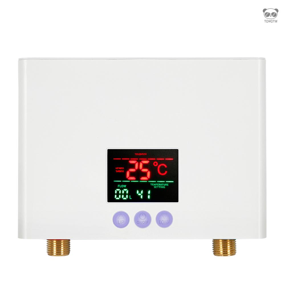 即熱式電熱水器 迷你變頻恆溫小型加熱器 家用廚房快速加熱熱水器 觸控+ 大顯彩屏 3000W 白色 美規110V