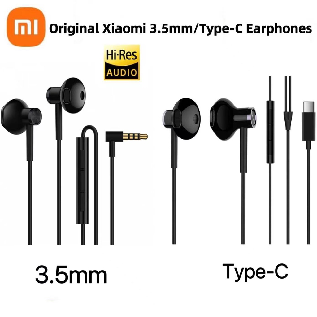 XIAOMI MI 原裝小米米入耳式耳機 Type-C/3.5 毫米雙驅動耳機混合直流 Seo 耳機有線控制帶麥克風適用
