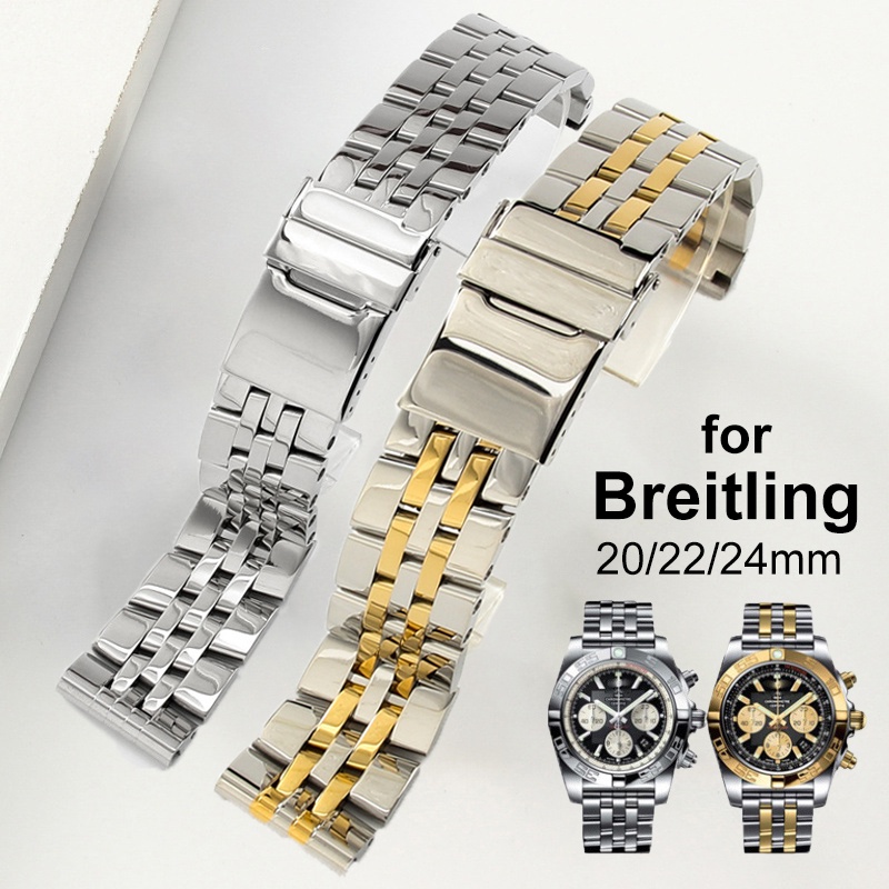 BREITLING 不銹鋼錶帶適用於百年靈 Superocean Heritage 錶帶 20 毫米 22 毫米 24