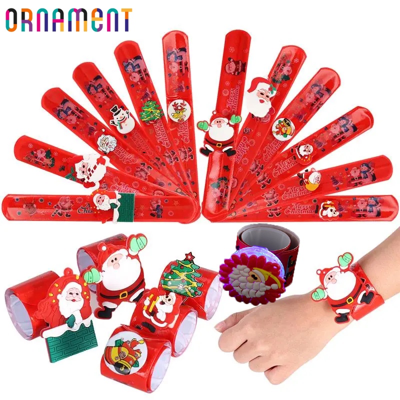 [精選]兒童卡通聖誕老人腕帶/發光Led聖誕拍手圈手鍊/新年節日派對裝飾/聖誕樹彈出圈燈玩具