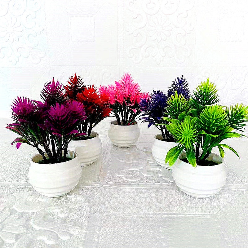 假花帶花盆 7頭假花 塑膠花 人造花盆栽 人造花盆栽景觀花束家用臥室客廳裝飾鮮花禮物