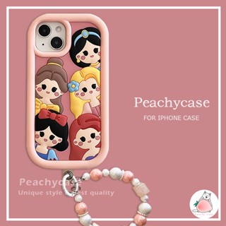 3D可愛的迪士尼公主美人魚愛麗絲矽膠手機殼適用於 iPhone 15 14 13 12 Pro Max 11 帶手機鏈繩