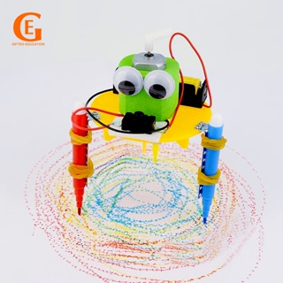 Gifted EDUCATION DIY塗鴉繪圖機器人玩具學校科學實驗套件手工組裝益智玩具