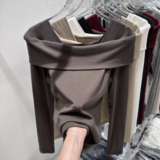 【🎈棉花糖大尺碼】M-4XL 大尺碼方領打底衫女裝胖mm秋季新款法式性感修身顯瘦長袖t恤上衣潮