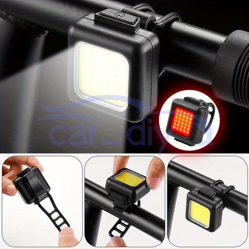 1 件頭燈尾燈 LED Type-C USB 充電燈夜間旅行騎行安全警示燈自行車配件