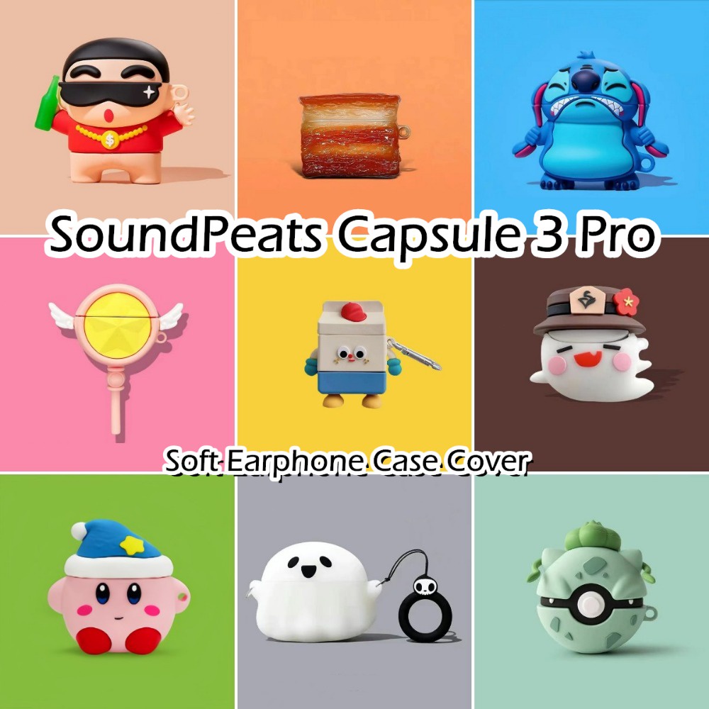 【imamura】適用於 Soundpeats Capsule 3 Pro Case 搞笑卡通造型軟矽膠耳機套外殼保護套