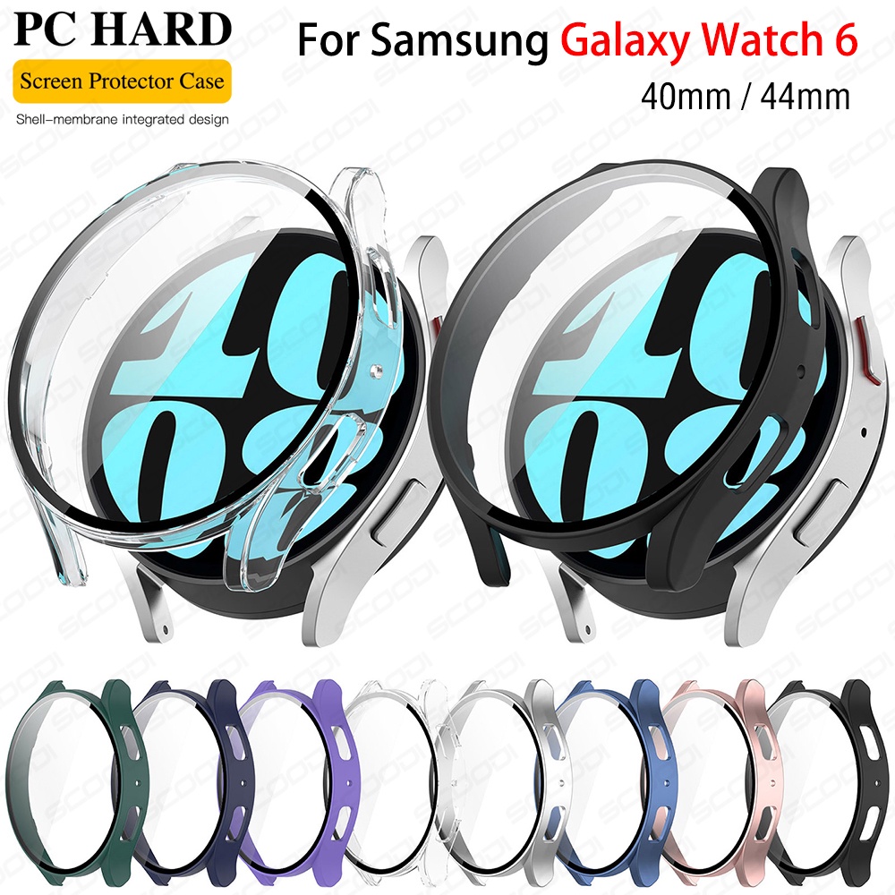 SAMSUNG 適用於三星 Galaxy Watch 6 40 毫米 44 毫米屏幕保護膜 PC 蓋鋼化玻璃膜的玻璃+保