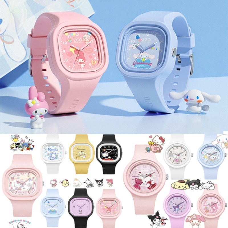 三麗鷗兒童手錶可愛動漫 Hello Kitty My Melody Kuromi 學生運動電子表手錶女孩禮物