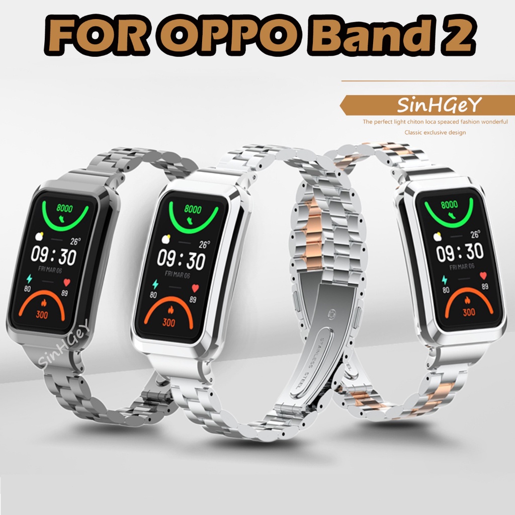 適用於 OPPO Band 2 錶帶金屬不銹鋼 OPPO2 錶帶替換腕帶