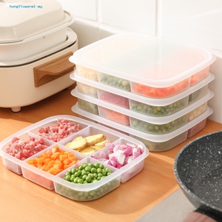 Hongflower_食品收納盒大容量多格環保食品級保鮮透明pp材質冰箱食品容器分隔托盤家居用品