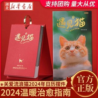 ❤️MOKO❤️2024年迷你日曆 手撕檯曆 遇見貓 溫暖治癒指南 新年裝飾品