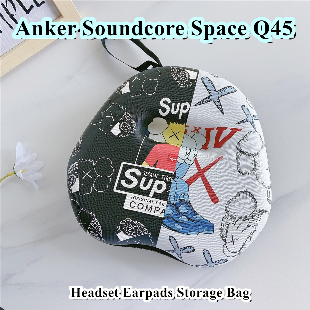 【快速發貨】適用於 Anker Soundcore Space Q45 耳機盒小眾卡通圖案耳機耳墊收納袋外殼盒