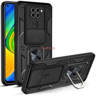 REDMI XIAOMI 適用於小米紅米 Note 9 Pro 9s 9A 9C 9T 推窗支架手機殼裝甲磁環支架後蓋帶