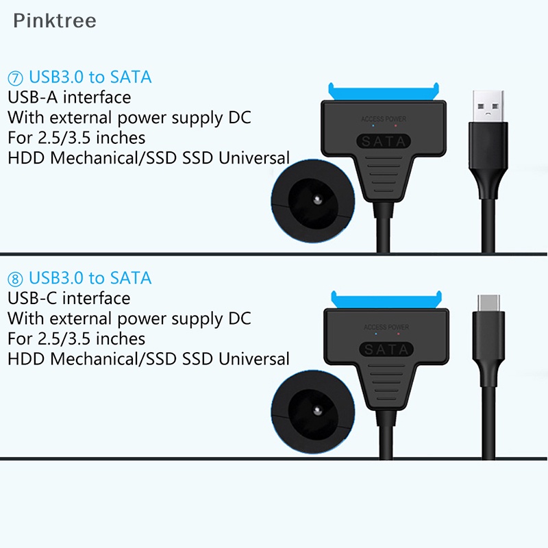 Ptr SATA 轉 USB 3.0 2.0/Type-C 適配器適用於 2.5/3.5 英寸外置 HDD SDD 硬盤