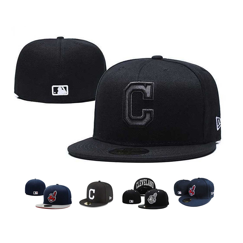 MLB 尺寸帽 克里夫蘭印第安人 Cleveland Indians 刺繡棒球帽 男女通用 平沿不可調 全封嘻哈帽 運動