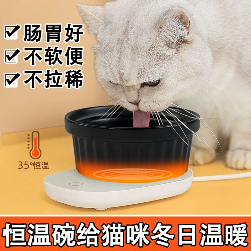寵物飲水機 寵物飲水器 恆溫加熱飲水器 貓碗 寵物碗陶瓷 防打翻 黑色碗水碗 大容量 貓咪喝水碗