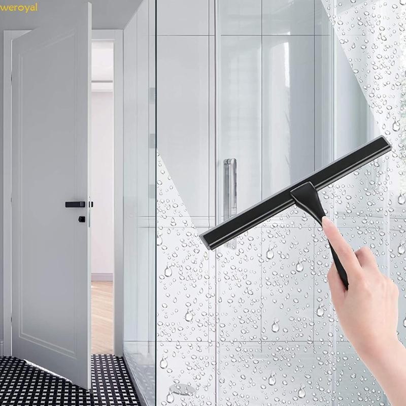 Weroyal 淋浴刮水器不銹鋼啞光黑色刮刀用於浴室門鏡子瓷磚汽車窗戶帶掛鉤