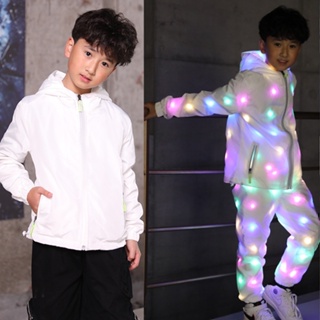 LED發光衣服兒童七彩發光外套耶誕聚會 閃光舞臺表演服