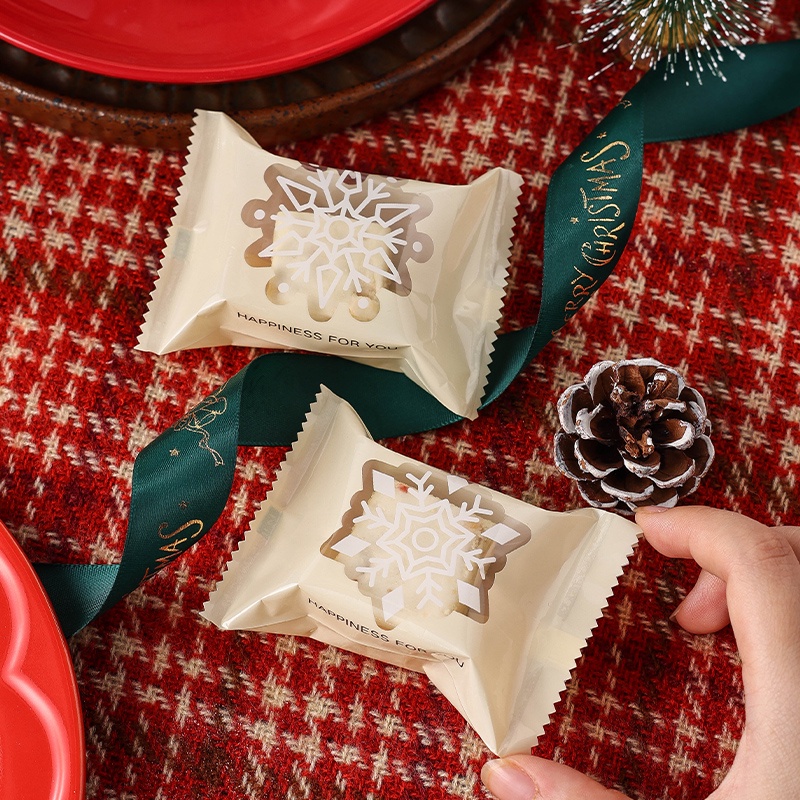 Only one推薦👉 【耶誕節包裝】耶誕節 雪花酥包裝袋 半透明餅乾單獨小包裝袋子 糖果奶棗袋子 機封袋