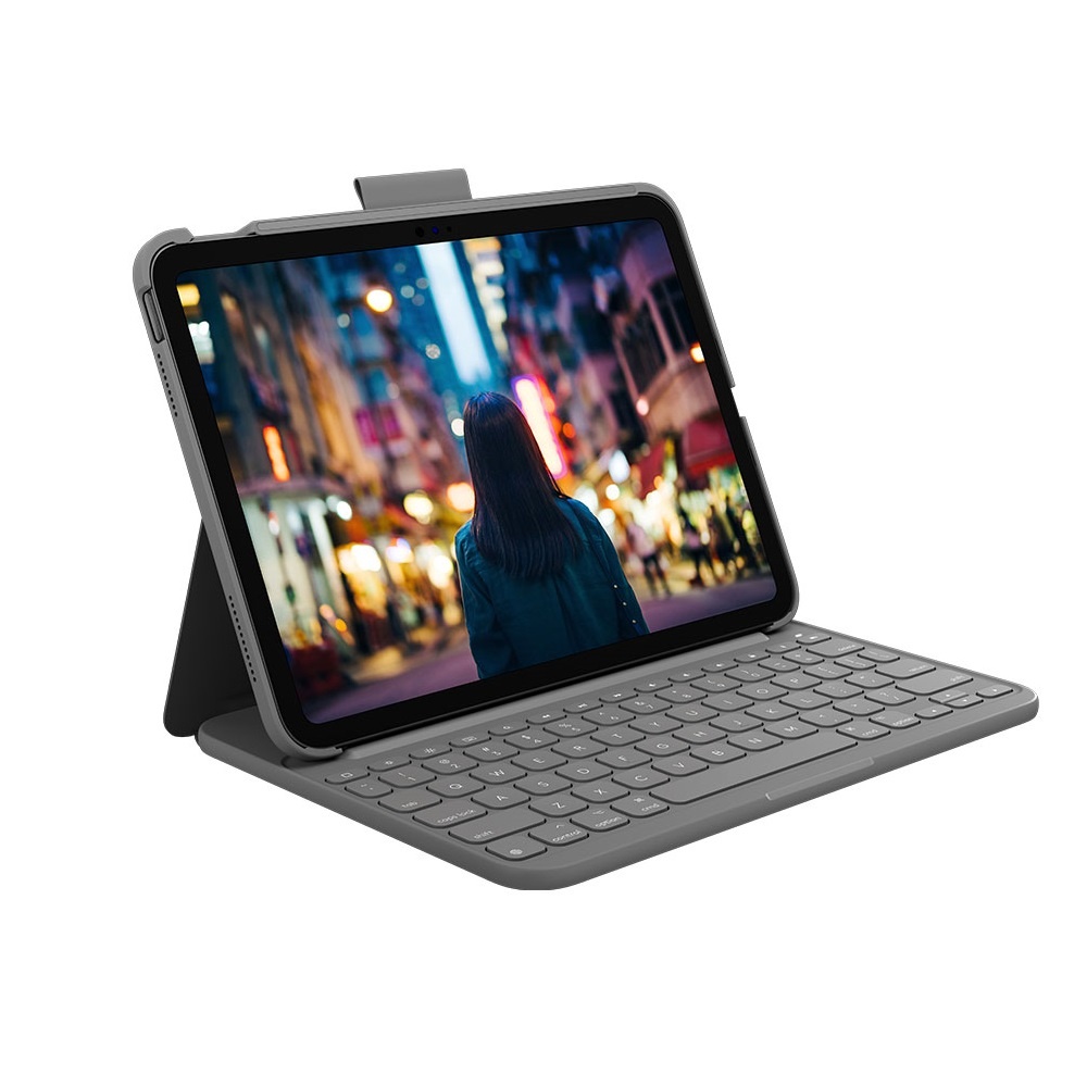 【Logitech 羅技】Slim Folio 輕薄鍵盤保護套 - iPad 10代專用