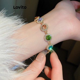 Lovito 女士休閒素色水鑽手鍊 LFA06017 (多色)