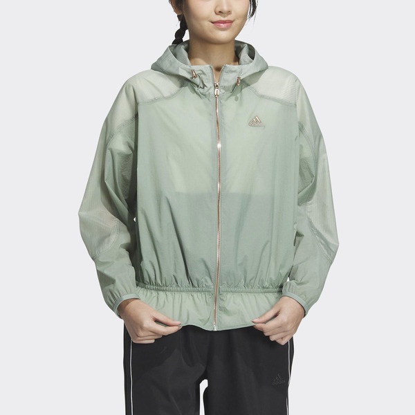 Adidas FOT WVN JKT HY2828 女 連帽外套 亞洲版 運動 訓練 休閒 寬鬆 褶皺 防潑水 綠