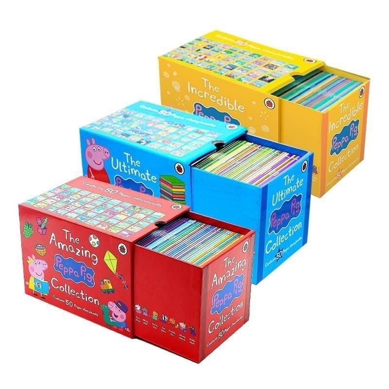 兒童閱讀 兒童繪本 英文繪本 kidread 兒童英文學習peppa pig 小豬佩奇50冊 藍盒/紅盒/黃盒