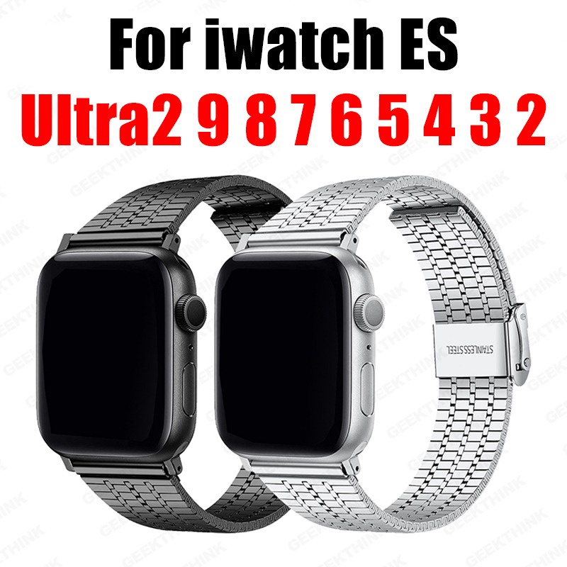 金屬七珠扣錶帶兼容apple Watch系列Ultra2/Ultra/9/8/7/6/5/4/3/2/1/ES iwat