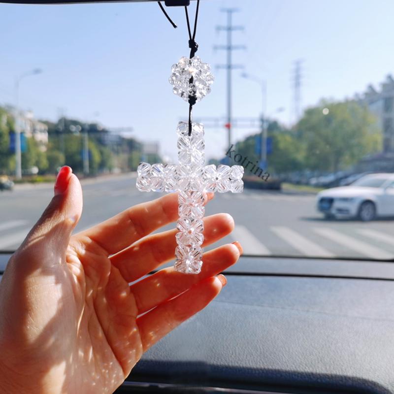 水晶十字架汽車掛件掛飾 亮晶晶串珠車載飾品 送小禮物品